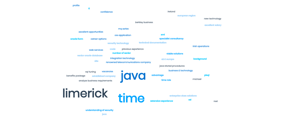 Word Cloud for an Oracle Database Developer Role advertised on Berkley