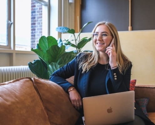 Recruitment consultant talking on the phone