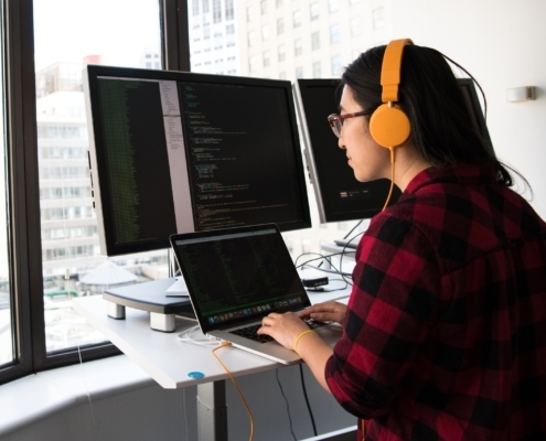 Female programmer at work