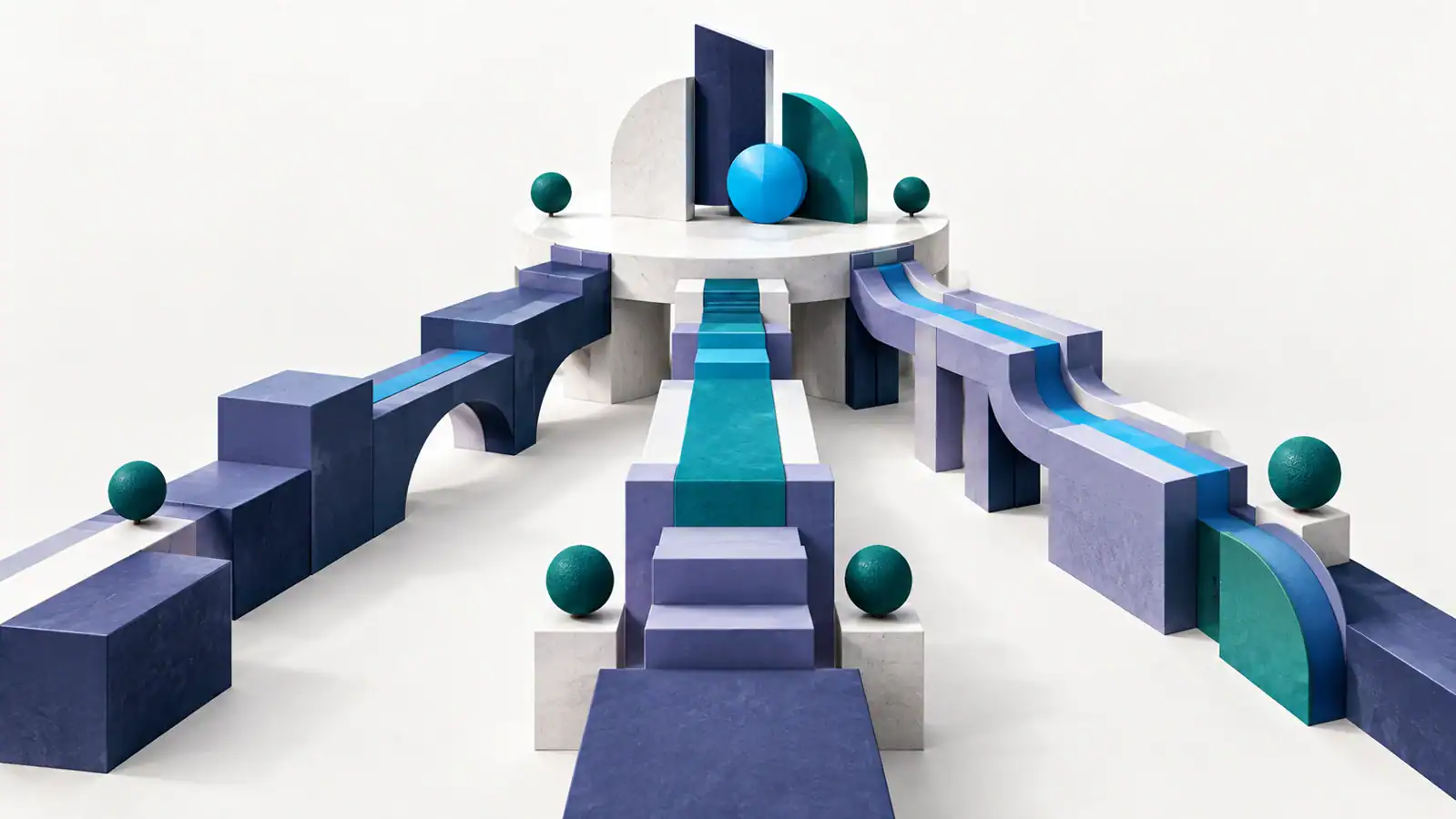 Three distinct architectural routes leading to one platform, illustrating workforce engagement choices.